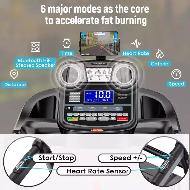 Smart Foldable Treadmill with Auto Incline for Home , 5HP Quiet Brushless Motor, 20 Levels Auto Incline, 400LBS Capacity