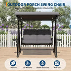 Adjustable Outdoor 2-Seater Swing Chair with Canopy, Padded Seat, Sturdy Iron Frame, Weather-Resistant Garden Bench for Patio, Balcony, or Backyard