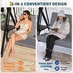 Adjustable Outdoor 2-Seater Swing Chair with Canopy, Padded Seat, Sturdy Iron Frame, Weather-Resistant Garden Bench for Patio, Balcony, or Backyard