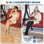 Adjustable Outdoor 2-Seater Swing Chair with Canopy, Padded Seat, Sturdy Iron Frame, Weather-Resistant Garden Bench for Patio, Balcony, or Backyard