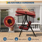 Adjustable Outdoor 2-Seater Swing Chair with Canopy, Padded Seat, Sturdy Iron Frame, Weather-Resistant Garden Bench for Patio, Balcony, or Backyard