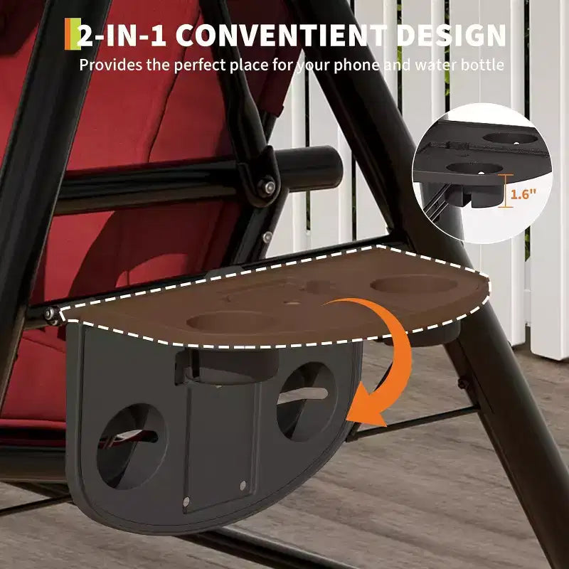 Adjustable Outdoor 2-Seater Swing Chair with Canopy, Padded Seat, Sturdy Iron Frame, Weather-Resistant Garden Bench for Patio, Balcony, or Backyard