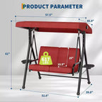 Adjustable Outdoor 2-Seater Swing Chair with Canopy, Padded Seat, Sturdy Iron Frame, Weather-Resistant Garden Bench for Patio, Balcony, or Backyard
