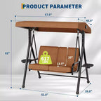 Adjustable Outdoor 2-Seater Swing Chair with Canopy, Padded Seat, Sturdy Iron Frame, Weather-Resistant Garden Bench for Patio, Balcony, or Backyard