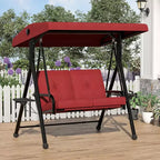 Adjustable Outdoor 2-Seater Swing Chair with Canopy, Padded Seat, Sturdy Iron Frame, Weather-Resistant Garden Bench for Patio, Balcony, or Backyard