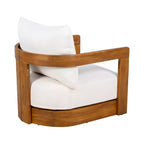Acacia Wood Outdoor Club Chair with Curved Tub Design, Water-Resistant Cushions, Slat Detailing for Patio or Garden