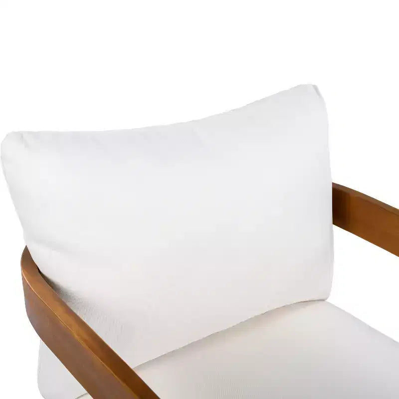 Acacia Wood Outdoor Club Chair with Curved Tub Design, Water-Resistant Cushions, Slat Detailing for Patio or Garden