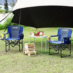 2-Pack Oversized Directors Camping Chairs for Adults, Heavy Duty 400 lbs Portable Folding Lawn Chair with Side Table for Sports, Picnic & Beach