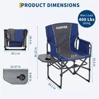 2-Pack Oversized Directors Camping Chairs for Adults, Heavy Duty 400 lbs Portable Folding Lawn Chair with Side Table for Sports, Picnic & Beach