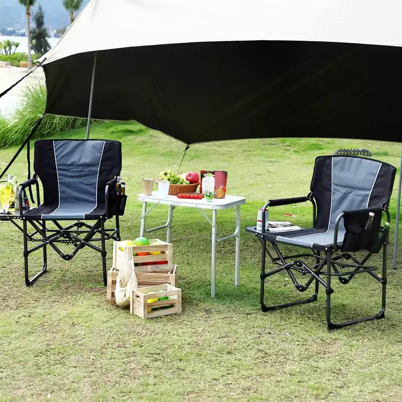 2-Pack Oversized Directors Camping Chairs for Adults, Heavy Duty 400 lbs Portable Folding Lawn Chair with Side Table for Sports, Picnic & Beach