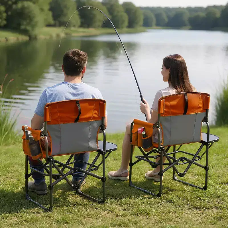 2-Pack Oversized Directors Camping Chairs for Adults, Heavy Duty 400 lbs Portable Folding Lawn Chair with Side Table for Sports, Picnic & Beach