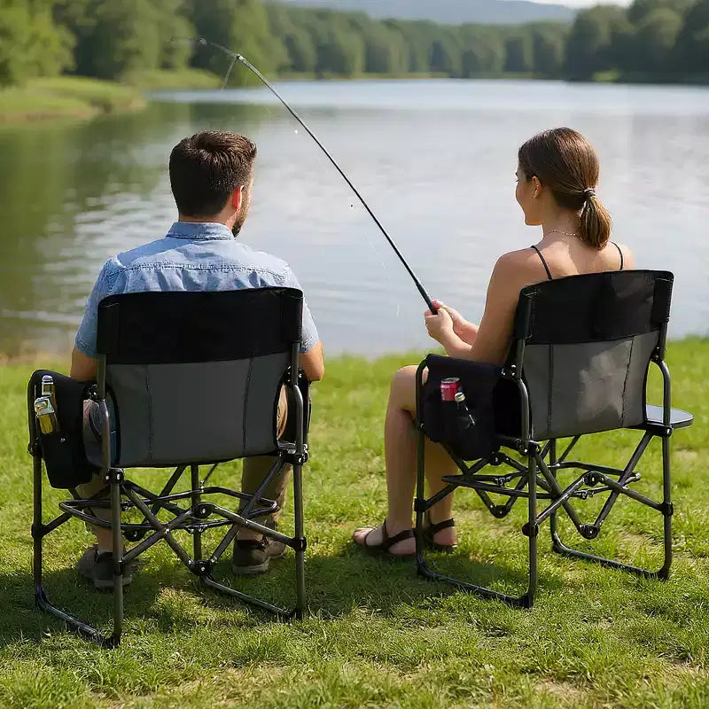 2-Pack Oversized Directors Camping Chairs for Adults, Heavy Duty 400 lbs Portable Folding Lawn Chair with Side Table for Sports, Picnic & Beach