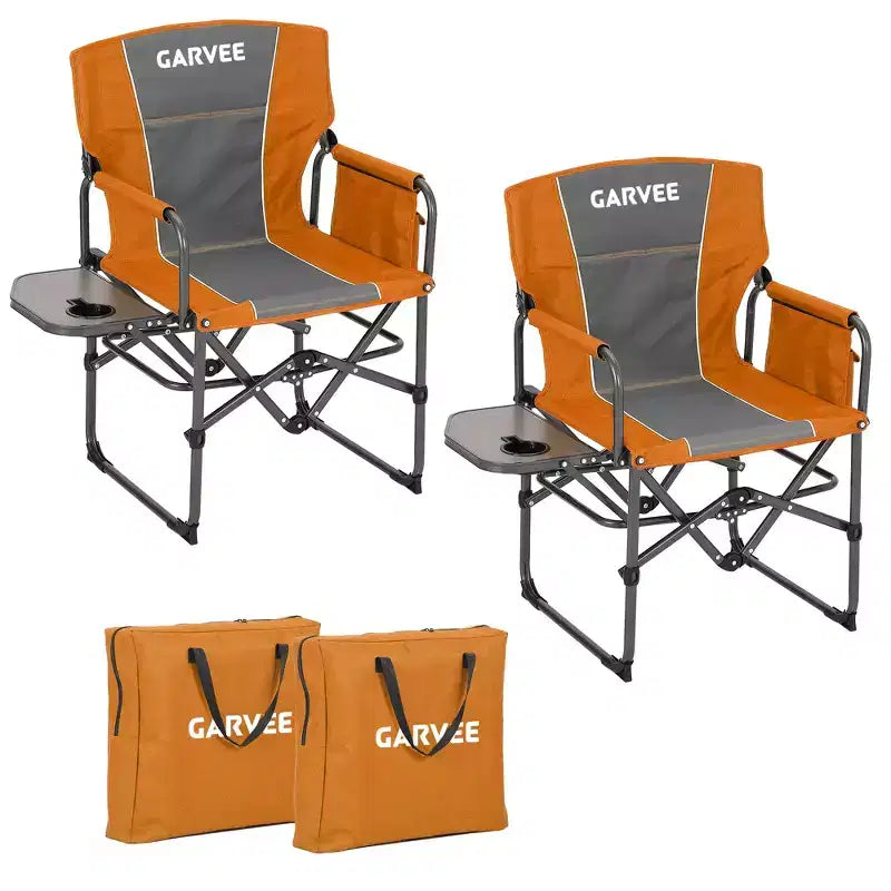 2-Pack Oversized Directors Camping Chairs for Adults, Heavy Duty 400 lbs Portable Folding Lawn Chair with Side Table for Sports, Picnic & Beach