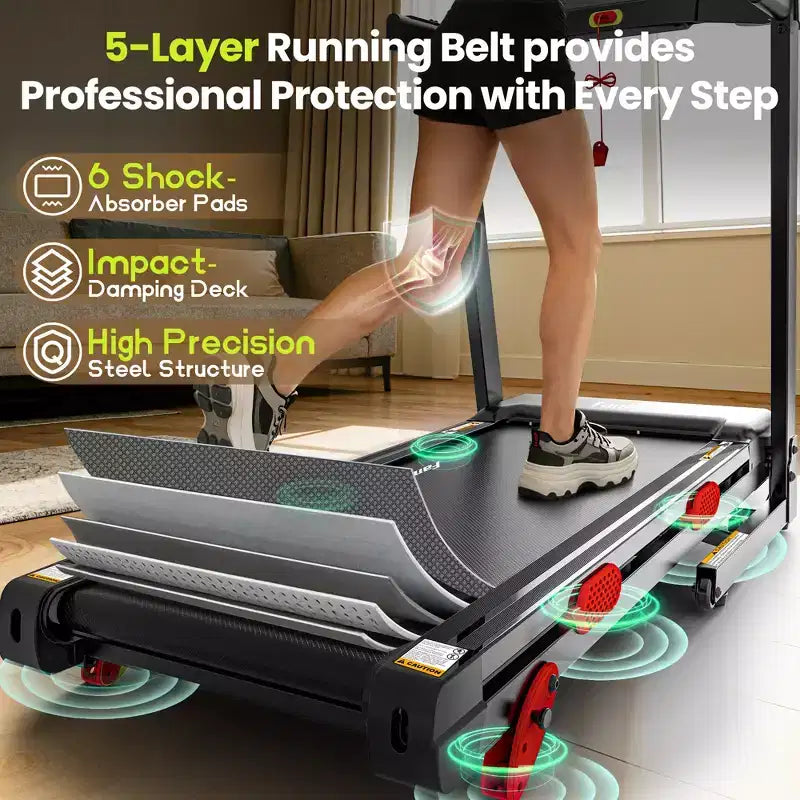 Treadmill Flash Deal - 3.75HP Folding Treadmill W/Speaker, Dual Control Modes: Console & App Control, large Display Screen,105 Programs, 9MPH, Black