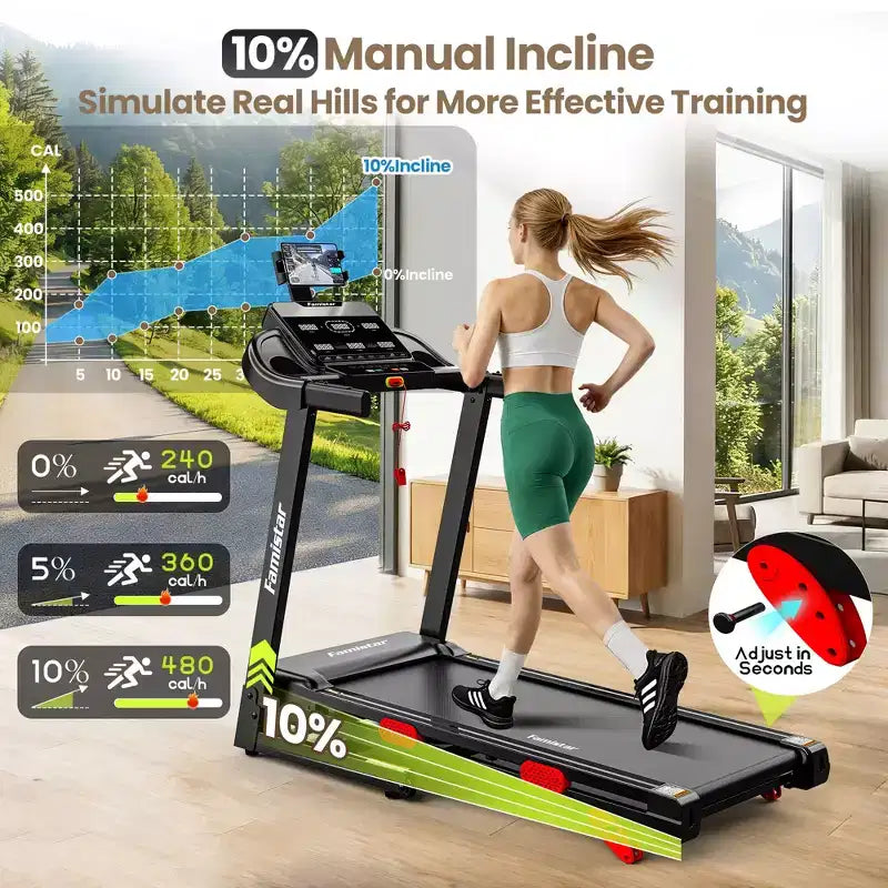 Treadmill Flash Deal - 3.75HP Folding Treadmill W/Speaker, Dual Control Modes: Console & App Control, large Display Screen,105 Programs, 9MPH, Black