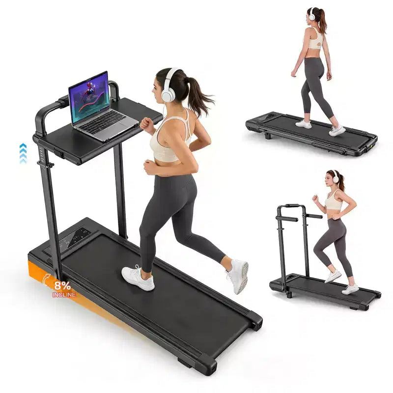 Sailvan 15% Incline Treadmill Folding Under Desk Walking Pad with Adjustable Table, 450lb Capacity for Home Office