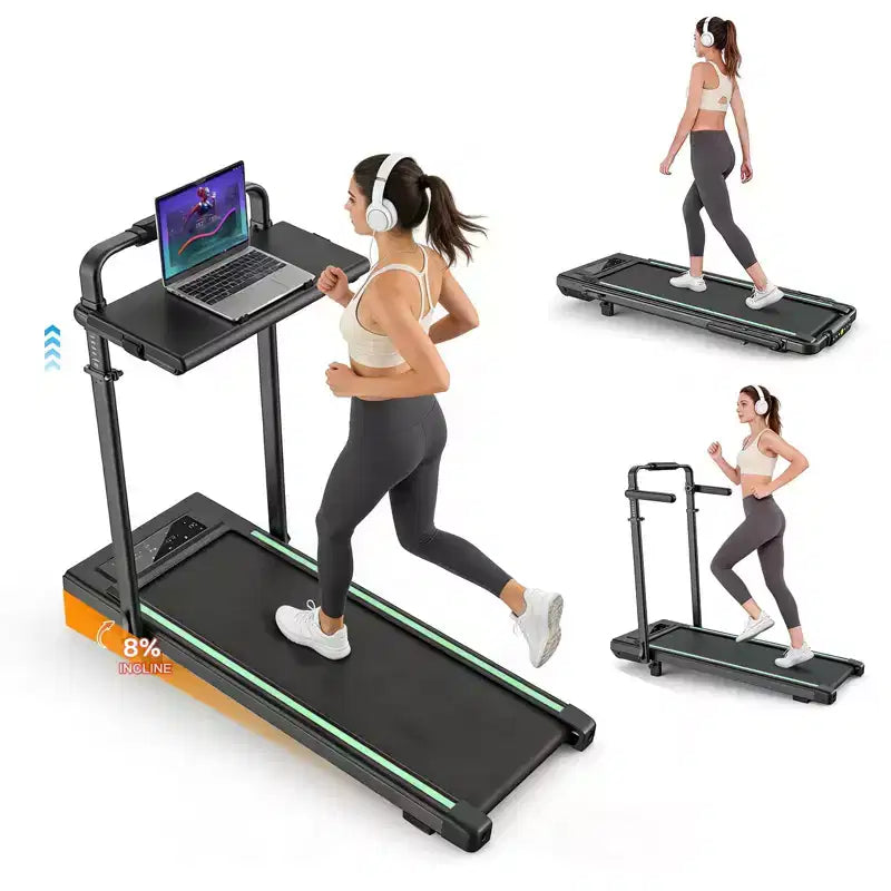 Sailvan 15% Incline Treadmill Folding Under Desk Walking Pad with Adjustable Table, 450lb Capacity for Home Office