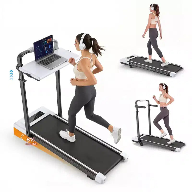 Sailvan 15% Incline Treadmill Folding Under Desk Walking Pad with Adjustable Table, 450lb Capacity for Home Office