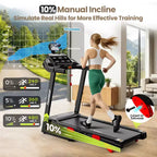 Folding Treadmill for Home with 3.75 HP Motor, App Control, Bluetooth Speakers, Manual Incline, 330 lb Capacity