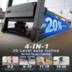 Incline Treadmill 20% Auto, Foldable Home Treadmill with Handle Bar, 5HP Quiet Brushless Motor, LED Display, 400 LBS Capacity