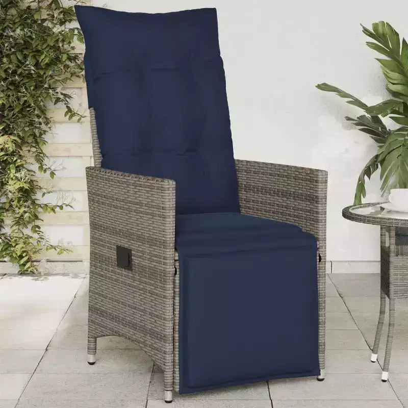 vidaXL Reclining Patio Chairs 2 pcs with Cushions Poly Rattan