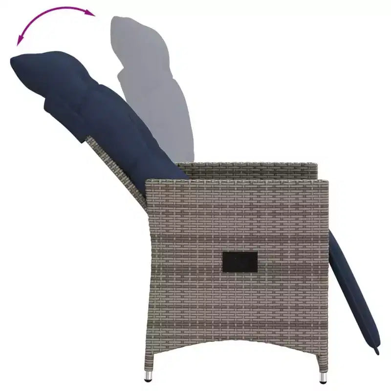 vidaXL Reclining Patio Chairs 2 pcs with Cushions Poly Rattan