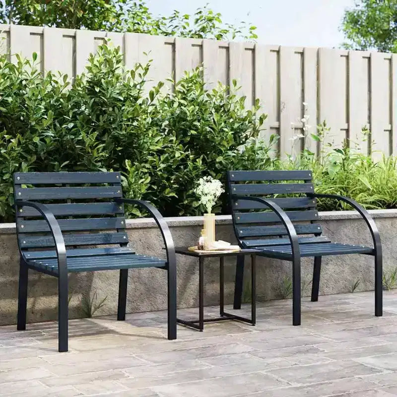 vidaXL Garden Chair Set of 2 Wood seat and backrest, steel frame