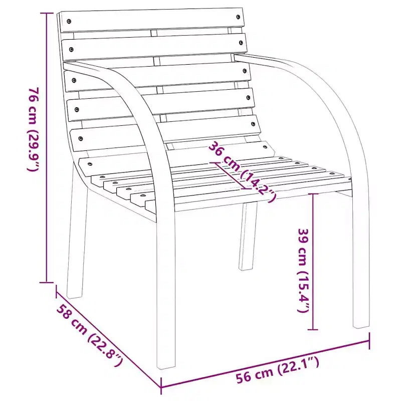 vidaXL Garden Chair Set of 2 Wood seat and backrest, steel frame