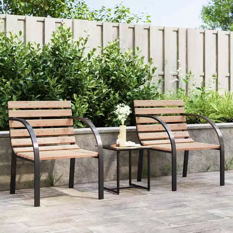 vidaXL Garden Chair Set of 2 Wood seat and backrest, steel frame