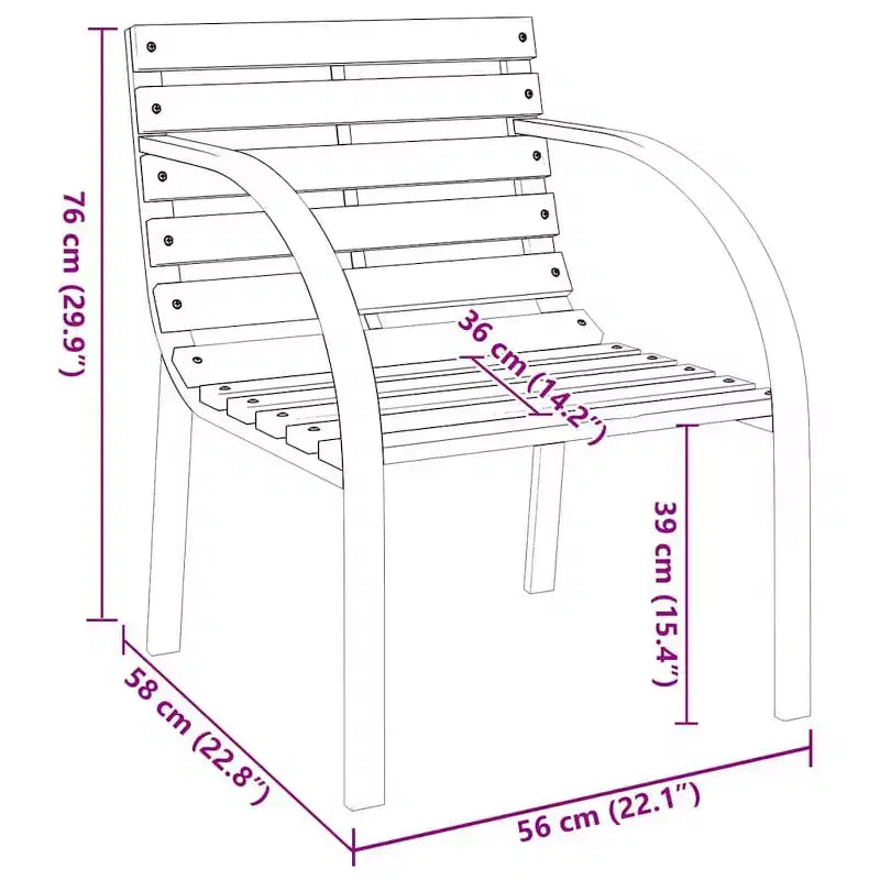 vidaXL Garden Chair Set of 2 Wood seat and backrest, steel frame