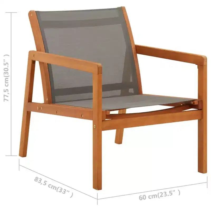 vidaXL Garden Chair , Natural Solid eucalyptus wood, Textilene
