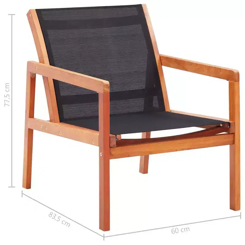 vidaXL Garden Chair , Natural Solid eucalyptus wood, Textilene