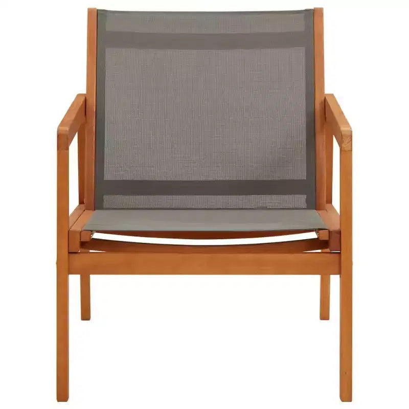vidaXL Garden Chair , Natural Solid eucalyptus wood, Textilene