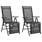 vidaXL Garden Chair Set of 2 Black Powder-coated aluminum, textilene