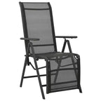 vidaXL Garden Chair Set of 2 Black Powder-coated aluminum, textilene