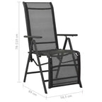vidaXL Garden Chair Set of 2 Black Powder-coated aluminum, textilene