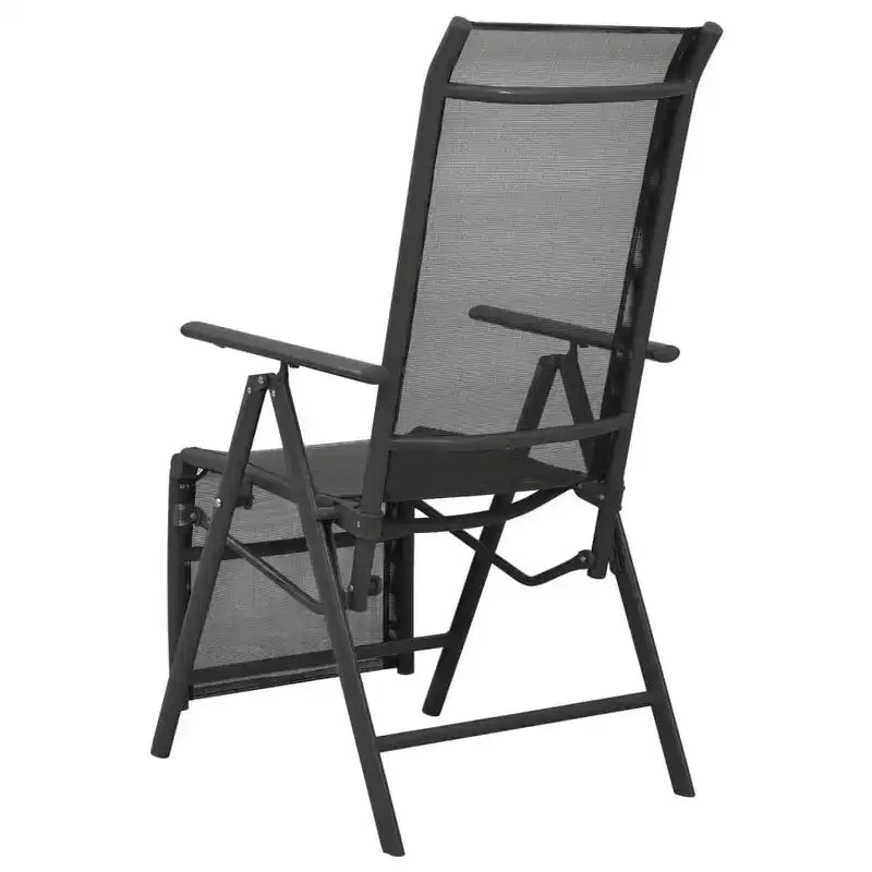 vidaXL Garden Chair Set of 2 Black Powder-coated aluminum, textilene
