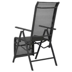 vidaXL Garden Chair Set of 2 Black Powder-coated aluminum, textilene