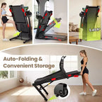 Incline 9MPH Treadmill 330lb Capacity, Portable Folding Treadmill for Home, 3.5HP Motor, Jogging Walking Treadmill with APP Control, 105 Programs