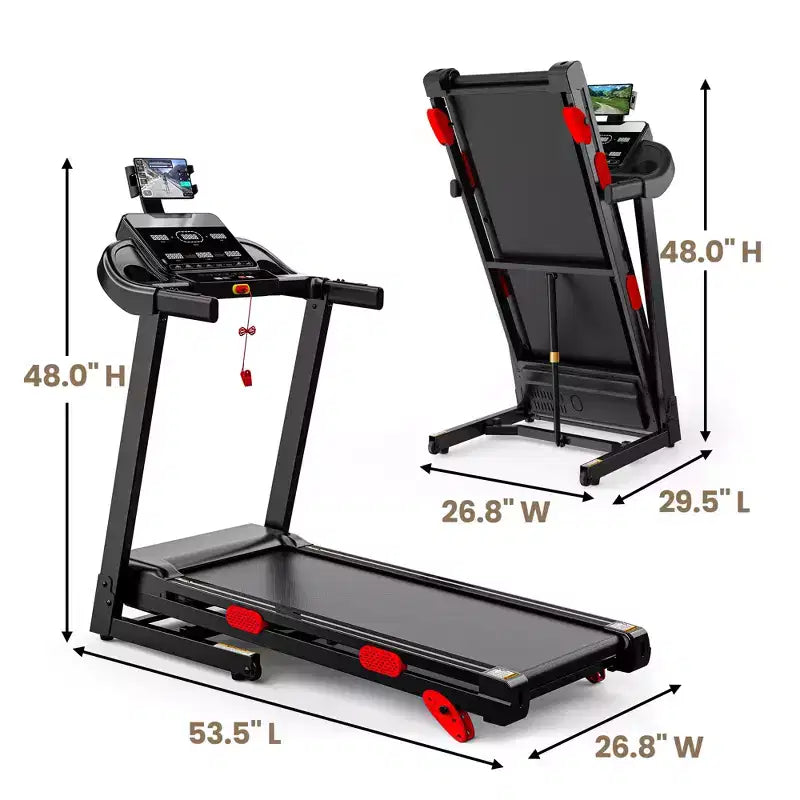 Incline 9MPH Treadmill 330lb Capacity, Portable Folding Treadmill for Home, 3.5HP Motor, Jogging Walking Treadmill with APP Control, 105 Programs