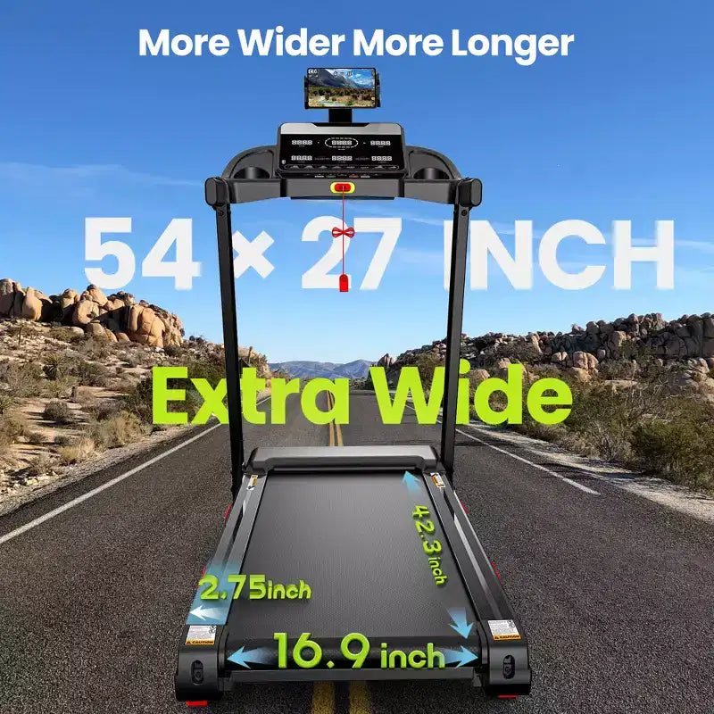 Incline 9MPH Treadmill 330lb Capacity, Portable Folding Treadmill for Home, 3.5HP Motor, Jogging Walking Treadmill with APP Control, 105 Programs