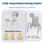 Set of 4 Aluminum Patio Dining Chairs 22.44 Wide Fully Assembled Stackable Outdoor Weather