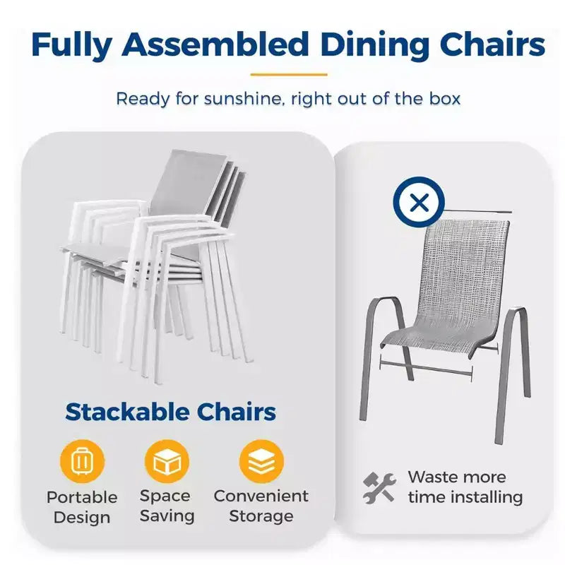 Set of 4 Aluminum Patio Dining Chairs 22.44 Wide Fully Assembled Stackable Outdoor Weather