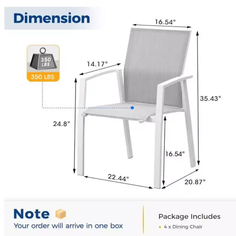 Set of 4 Aluminum Patio Dining Chairs 22.44 Wide Fully Assembled Stackable Outdoor Weather