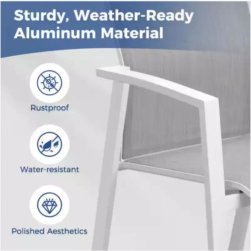 Set of 4 Aluminum Patio Dining Chairs 22.44 Wide Fully Assembled Stackable Outdoor Weather