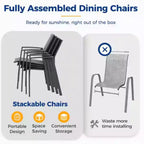 Set of 4 Aluminum Patio Dining Chairs 22.44 Wide Fully Assembled Stackable Outdoor Weather