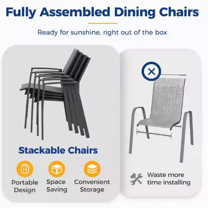 Set of 4 Aluminum Patio Dining Chairs 22.44 Wide Fully Assembled Stackable Outdoor Weather