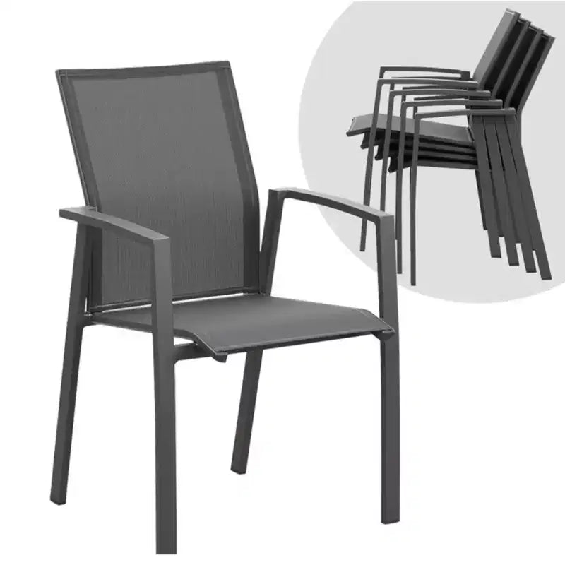 Set of 4 Aluminum Patio Dining Chairs 22.44 Wide Fully Assembled Stackable Outdoor Weather