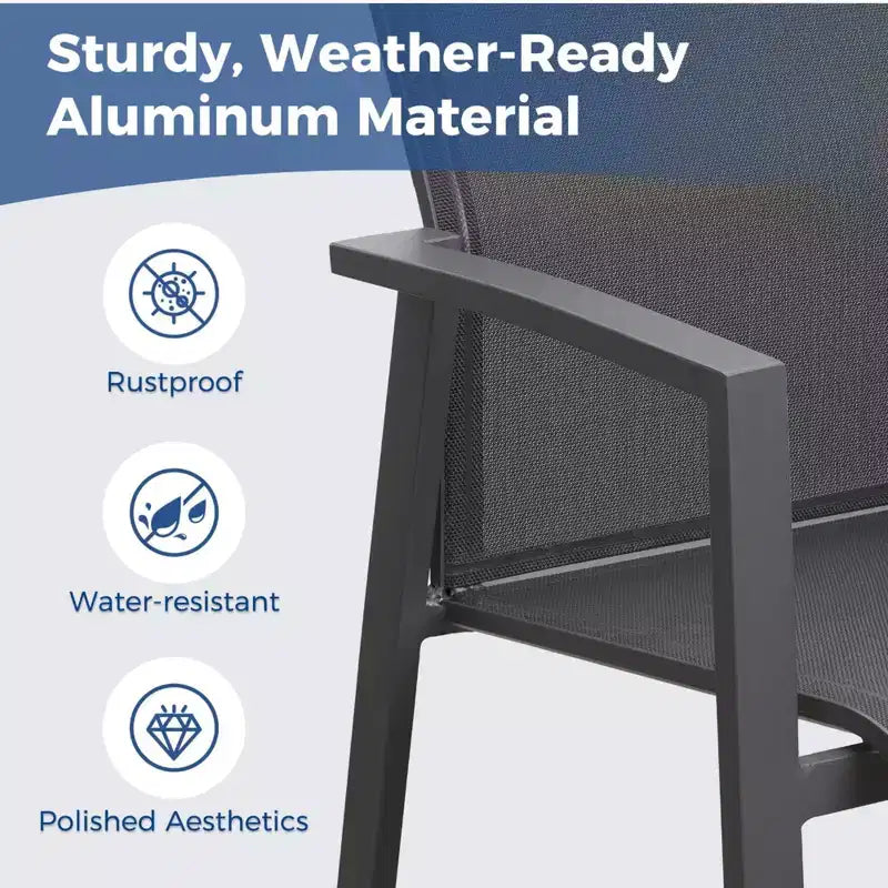 Set of 4 Aluminum Patio Dining Chairs 22.44 Wide Fully Assembled Stackable Outdoor Weather