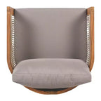Acacia Wood Outdoor Club Chair with Curved Tub Design, Woven Rope Accents, Water-Resistant Cushions, Slat Construction for Patio or Garden